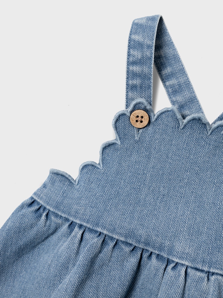 Lil' Atelier Kjole SL Kaja Denim Skirtall Medium Blue Denim - Billede 3
