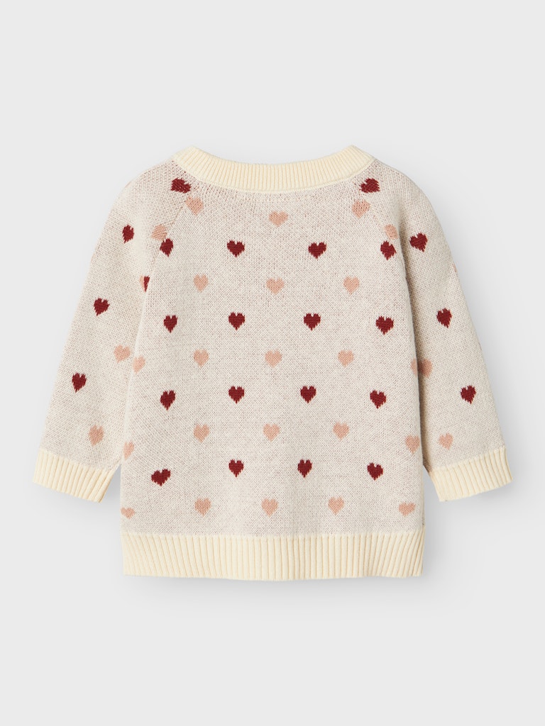 Lil' Atelier Cardigan LS Strik Baby Saran Heart Turtledove - Billede 2