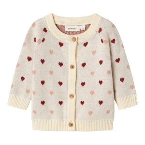 Lil' Atelier Cardigan LS Strik Baby Saran Heart Turtledove