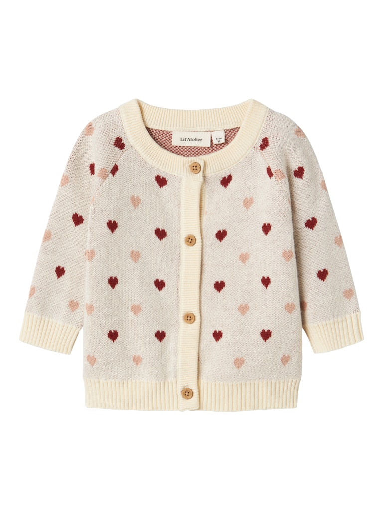 Lil' Atelier Cardigan LS Strik Baby Saran Heart Turtledove