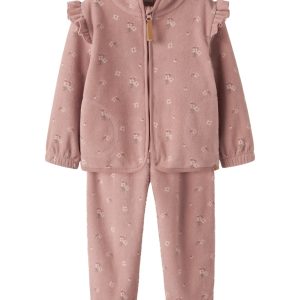 Lil' Atelier Fleece Sæt Mini Laspektra AOP Misty Rose
