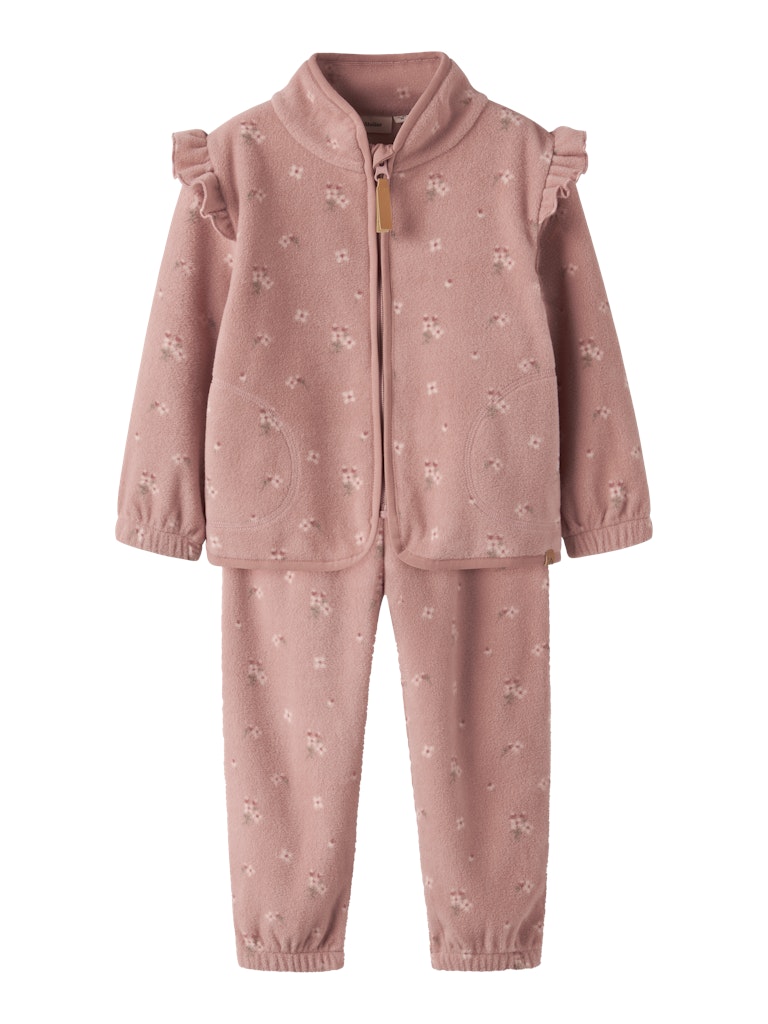 Lil' Atelier Fleece Sæt Mini Laspektra AOP Misty Rose
