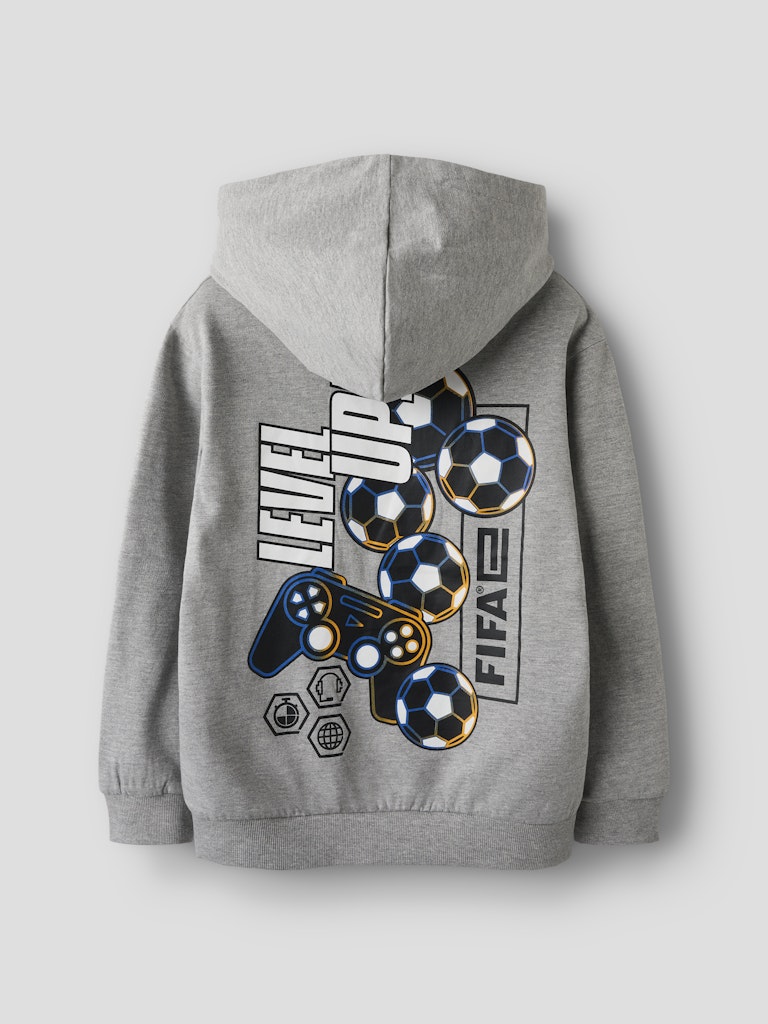 Name It Hættetrøje Hoodie Kids LS Niles Fifa-E Grey Melange - Billede 2