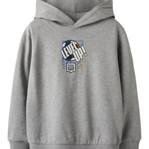 Name It Hættetrøje Hoodie Kids LS Niles Fifa-E Grey Melange