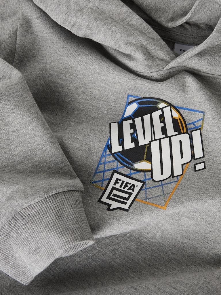 Name It Hættetrøje Hoodie Kids LS Niles Fifa-E Grey Melange - Billede 3
