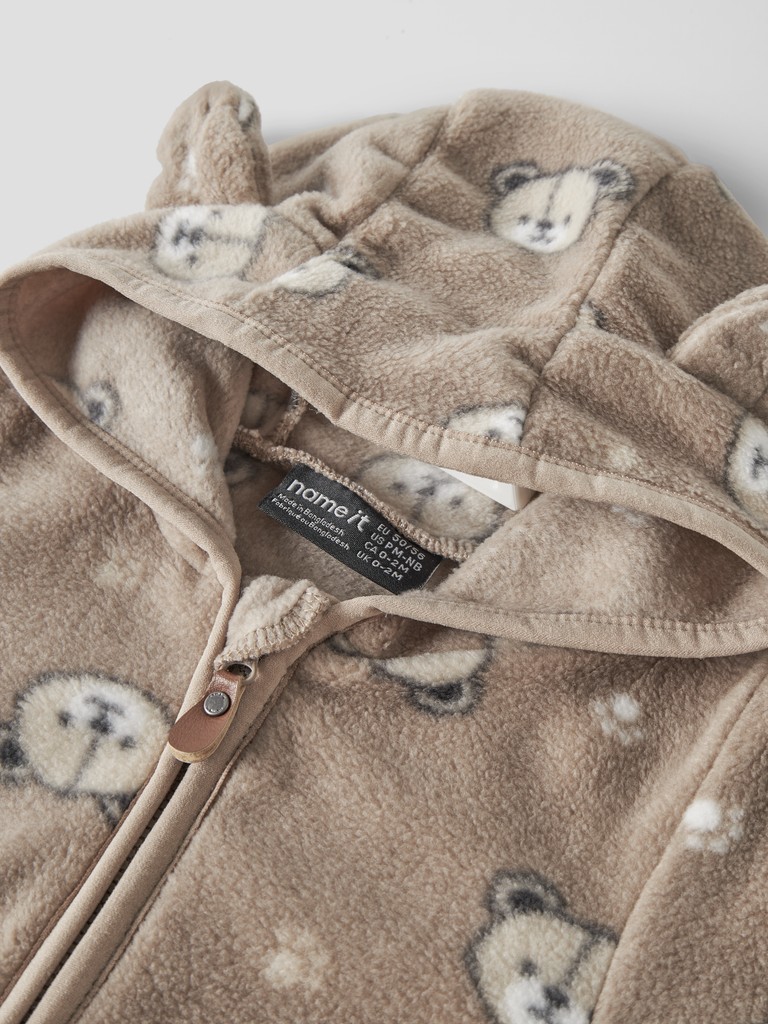 Name It Heldragt Baby Fleece Meeko AOP Silver Mink - Billede 4