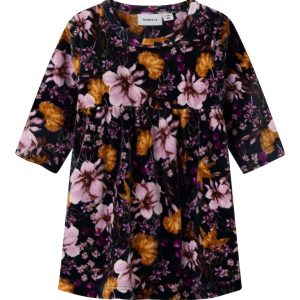Name It Kjole LS Restanne Velour India Ink