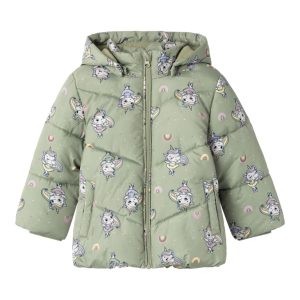 Name It Puffer Jakke May AOP Seagrass