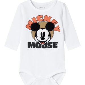 Name It Body LS Osi Mickey Mouse Bright White