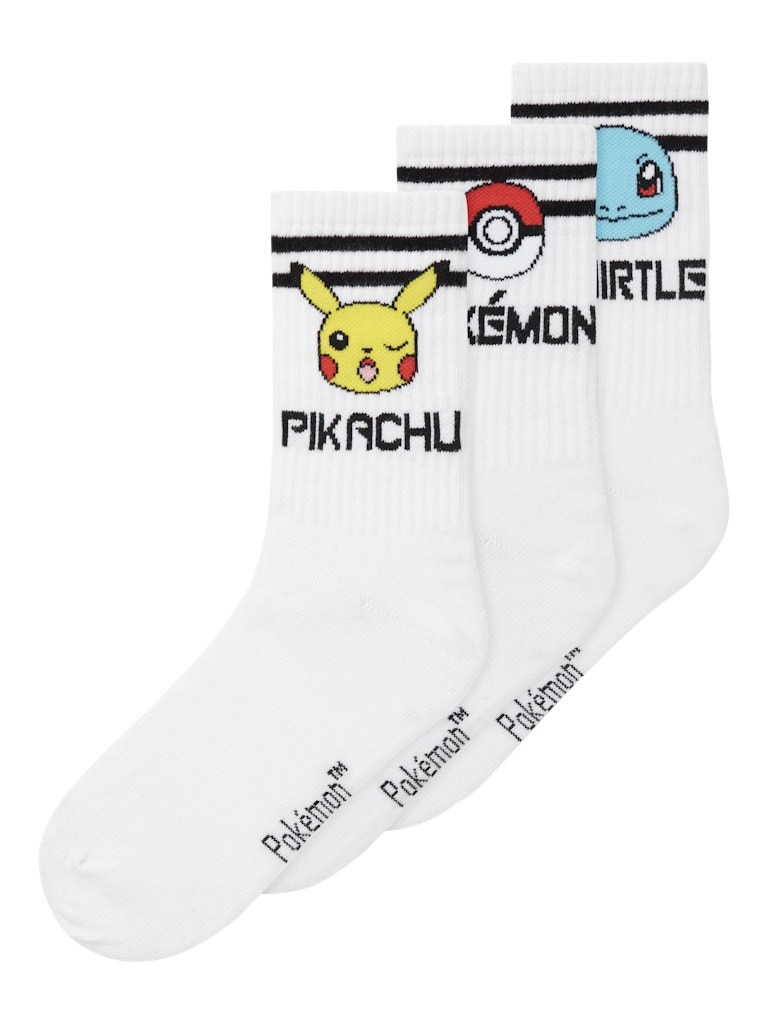 Name It Tennissokker Kids 3-pak Milton Pokemon Bright White