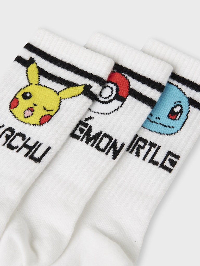 Name It Tennissokker Kids 3-pak Milton Pokemon Bright White - Billede 4