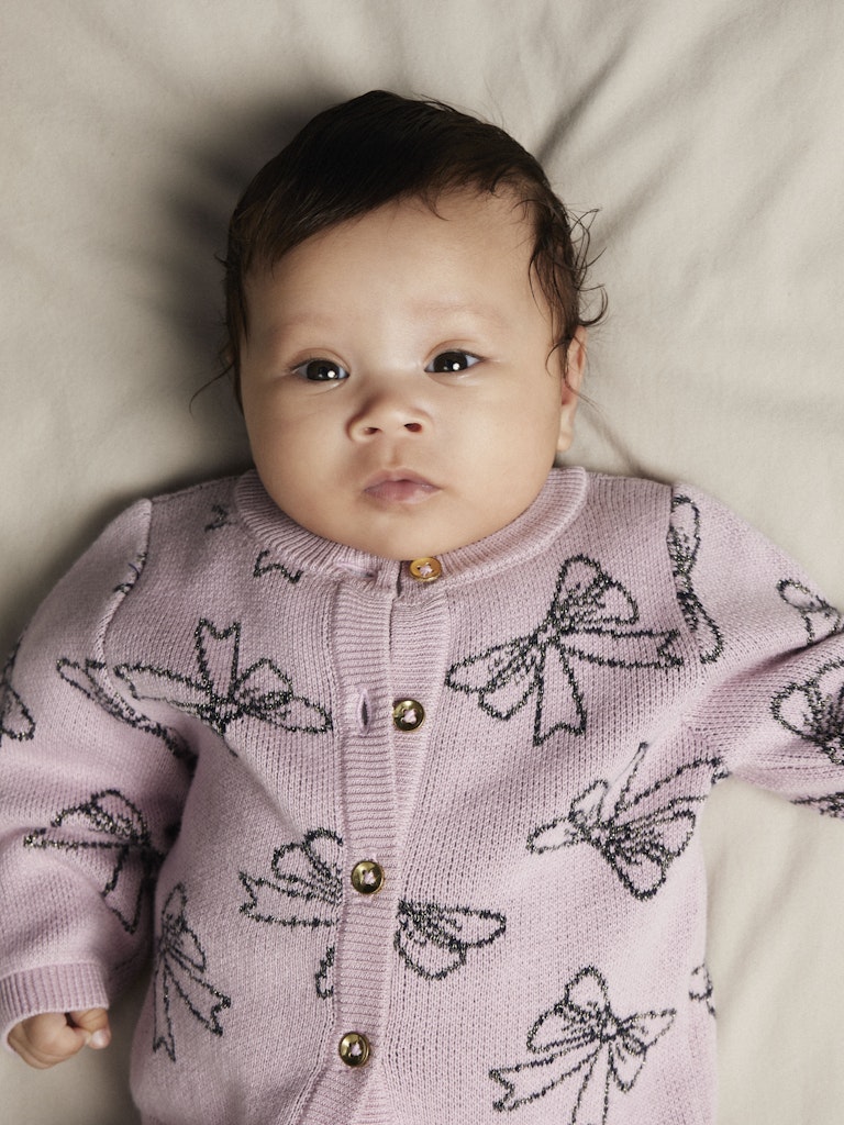 Name It Cardigan Baby LS Strik Bowie Keepsake Lilac - Billede 4