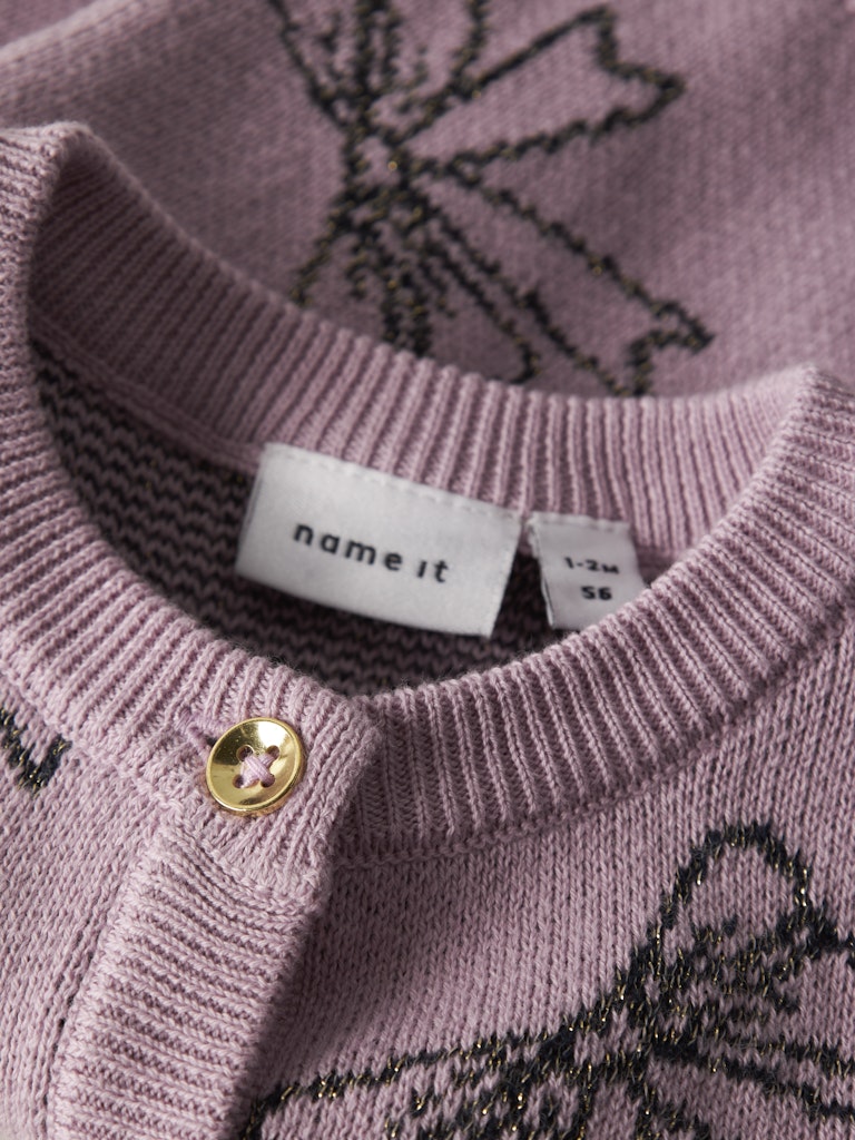 Name It Cardigan Baby LS Strik Bowie Keepsake Lilac - Billede 3