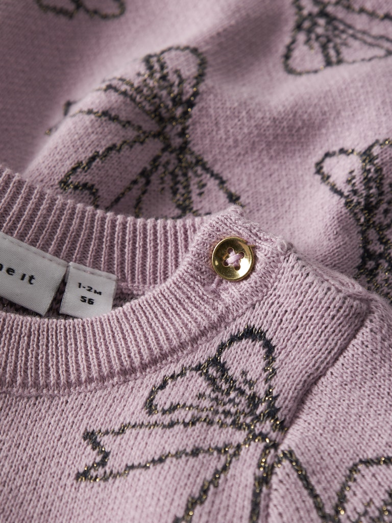Name It Kjole Baby LS Bowie Strik Keepsake Lilac - Billede 2