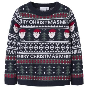 Name It Strik Bluse LS Mini Rastokka Christmas Dark Sapphire