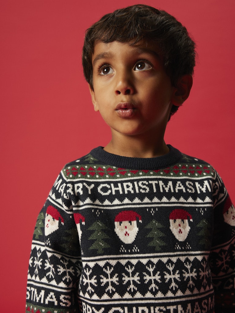 Name It Strik Bluse LS Mini Rastokka Christmas Dark Sapphire - Billede 5
