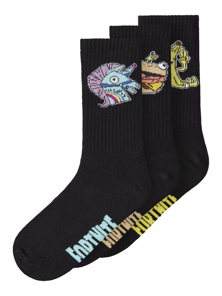 Name It Tennissokker Kids 3-pak Seppe Fortnite Black