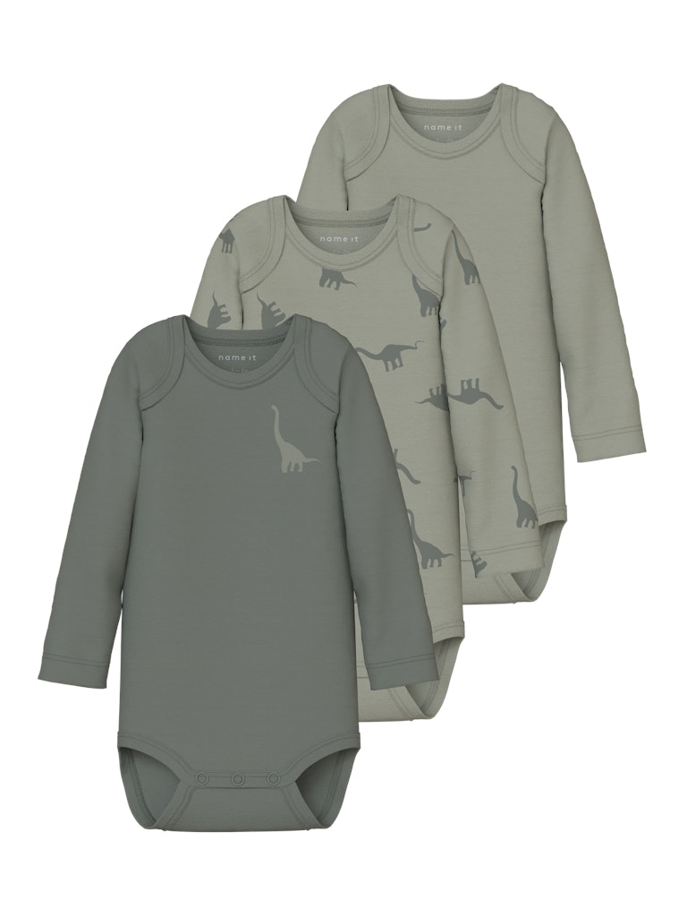 Name It Body 3-pak LS Dino Agave Green