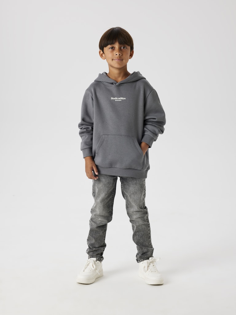 Name It Hættetrøje Hoodie Kids LS Brody lava Smoke - Billede 4