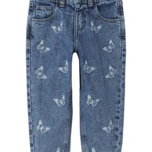 Name It Jeans Bella Mom Shaped Butterfly Medium Blue Denim
