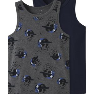 Name It Undertrøjer Kids 2-pak Tank top Skull Dark Grey Melange