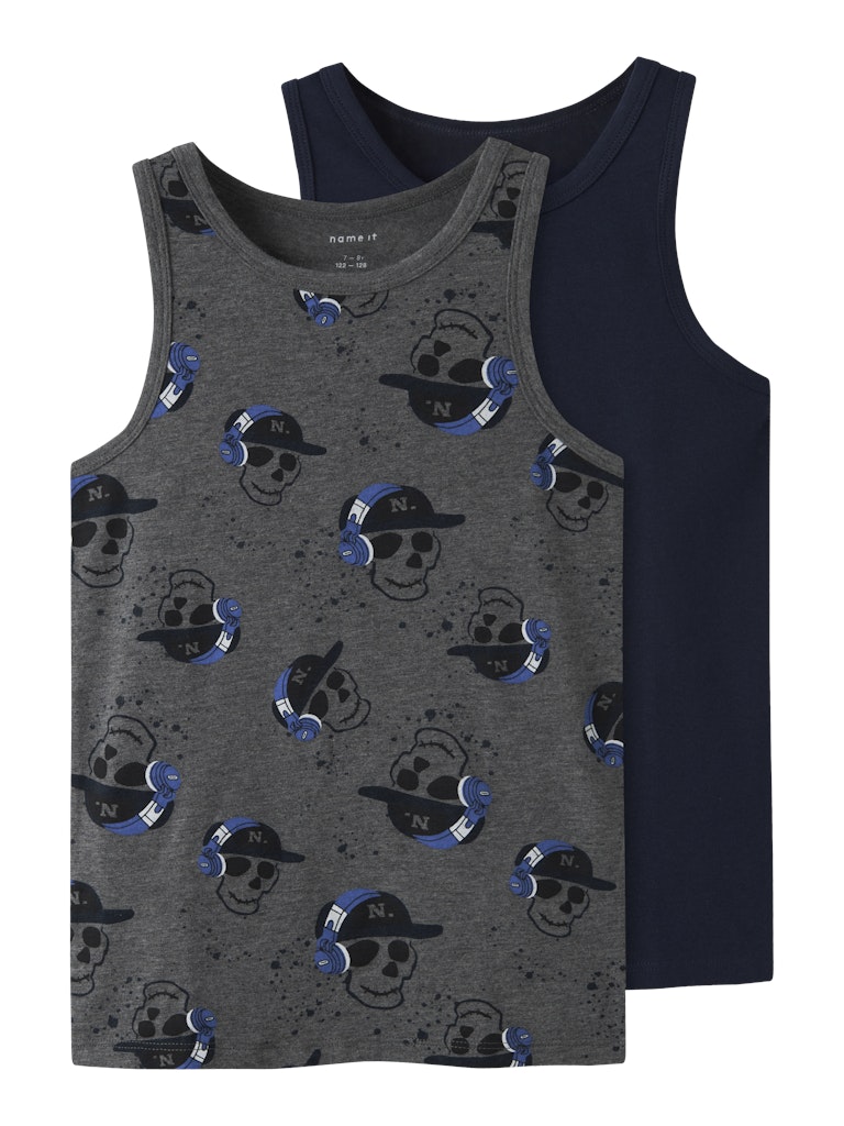 Name It Undertrøjer Kids 2-pak Tank top Skull Dark Grey Melange