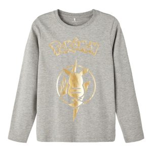 Name It Bluse t-shirt LS Dimitri Pokemon Grey Melange