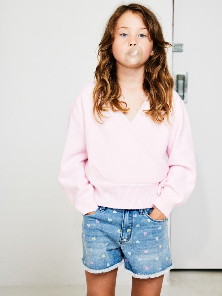 Name It Cardigan LS Strik Fallet Short Wrap Parfait Pink - Billede 4