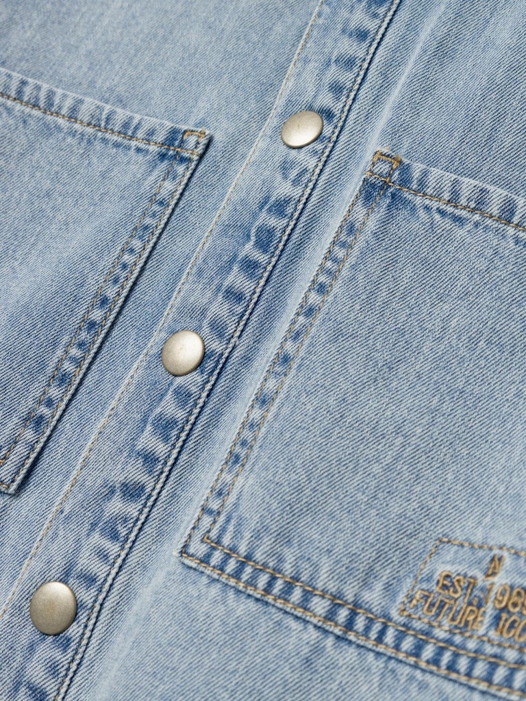 Name It Skjorte LS Denim Bo Hood Light Blue Denim - Billede 3