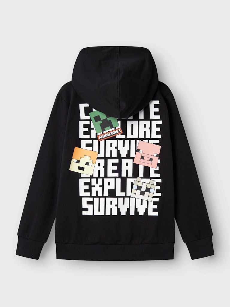 Name It Hættetrøje Hoodie Kids LS Jacot Minecraft Black - Billede 2