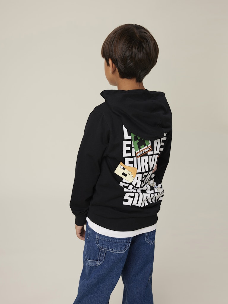 Name It Hættetrøje Hoodie Kids LS Jacot Minecraft Black - Billede 5