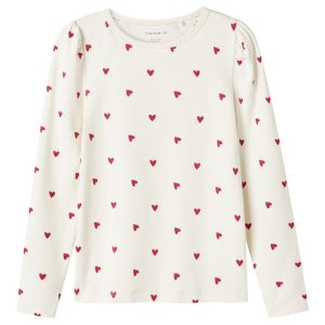 Name It T-shirt LS Mini Heart XSL Cloud Dancer