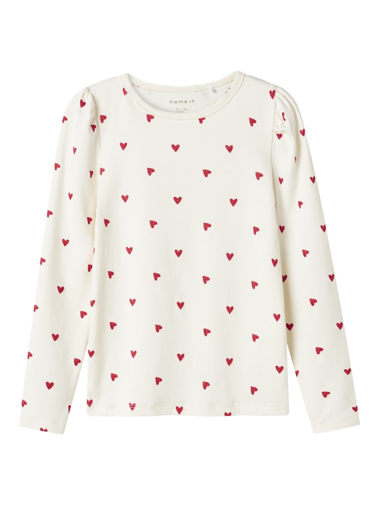 Name It T-shirt LS Mini Heart XSL Cloud Dancer