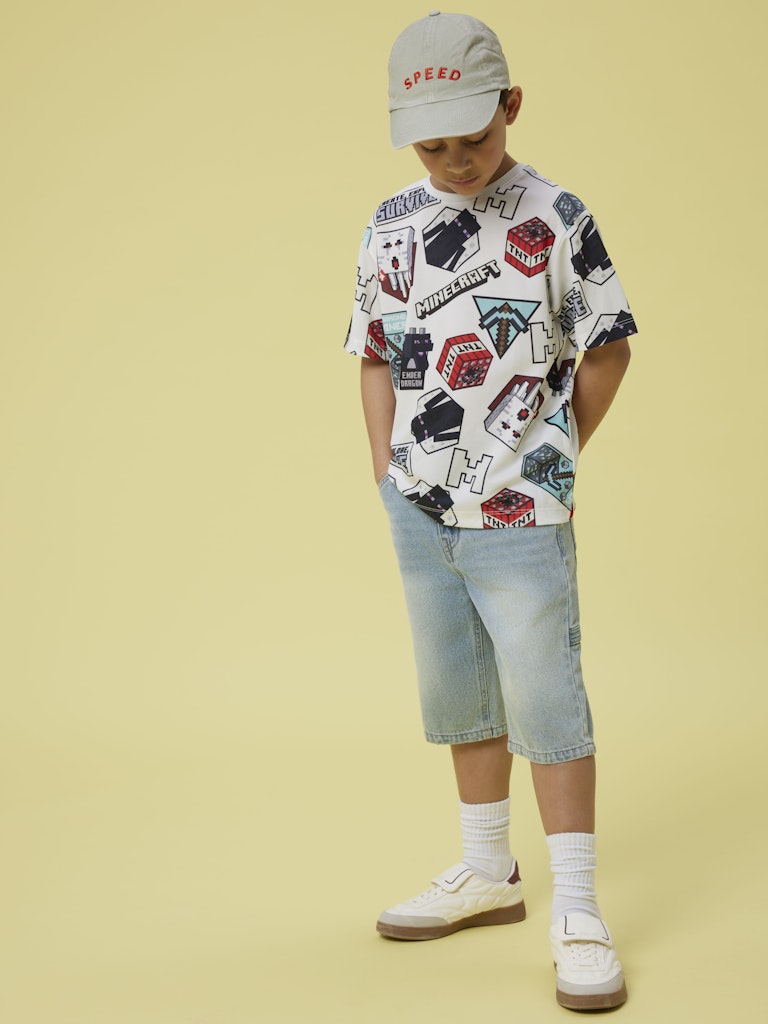 Name It T-shirt SS Map Minecraft Bright White - Billede 4
