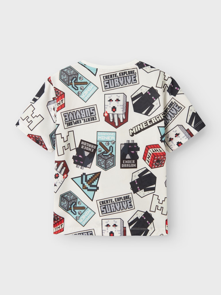 Name It T-shirt SS Map Minecraft Bright White - Billede 3
