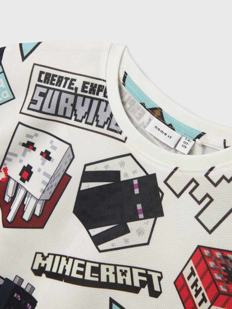 Name It T-shirt SS Map Minecraft Bright White - Billede 2
