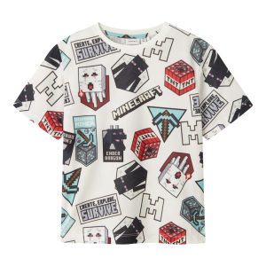 Name It T-shirt SS Map Minecraft Bright White