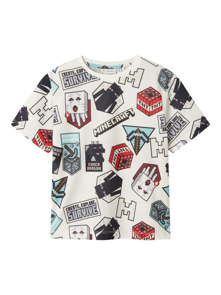 Name It T-shirt SS Map Minecraft Bright White