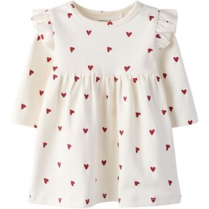 Name It Kjole Baby LS Heart Cloud Dancer