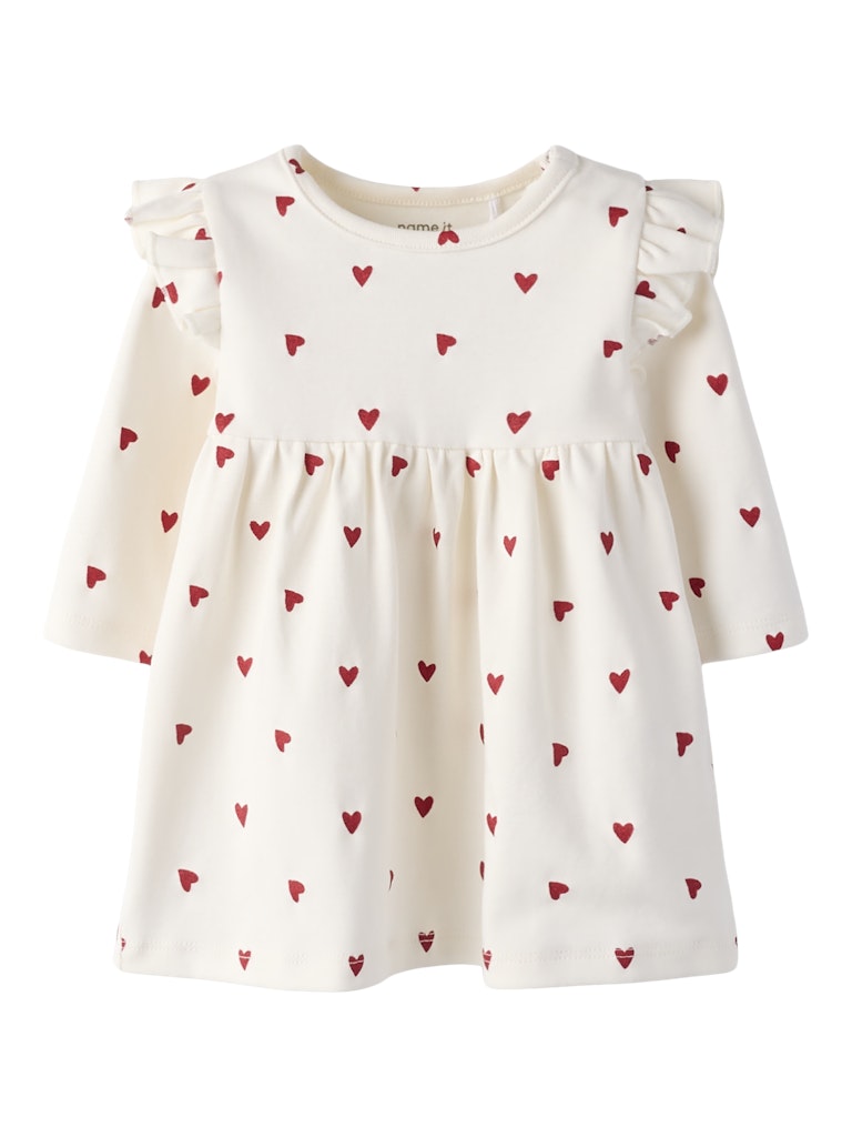 Name It Kjole Baby LS Heart Cloud Dancer