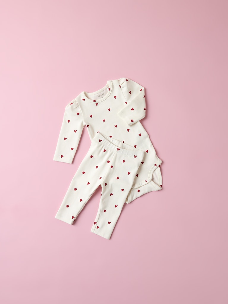 Name It Leggins Baby Heart Cloud Dancer - Billede 4