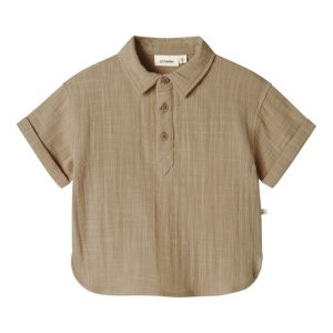 Lil' Atelier Skjorte SS Dawson Loose Taos Taupe
