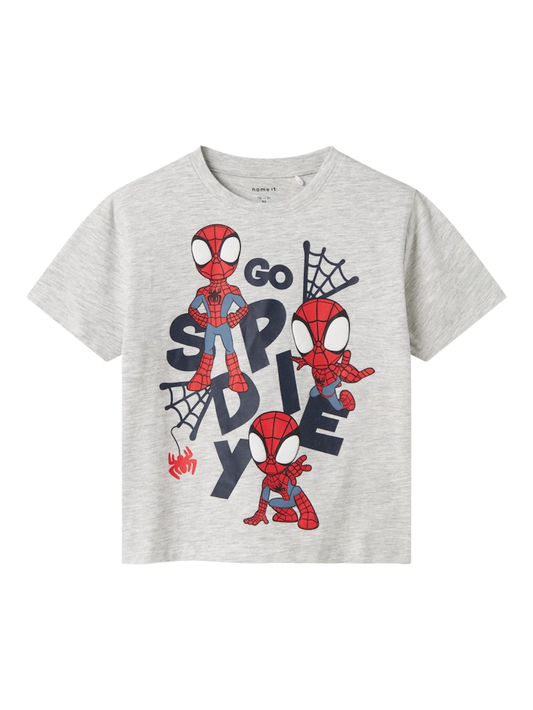 Name It T-shirt SS Main Spidey Light Grey Melange