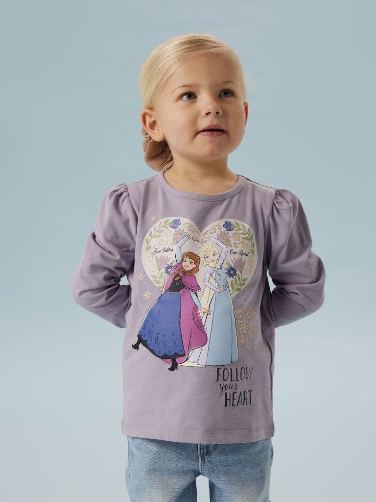 Name It T-shirt Mini LS Dora Frozen Lavender Gray - Billede 4
