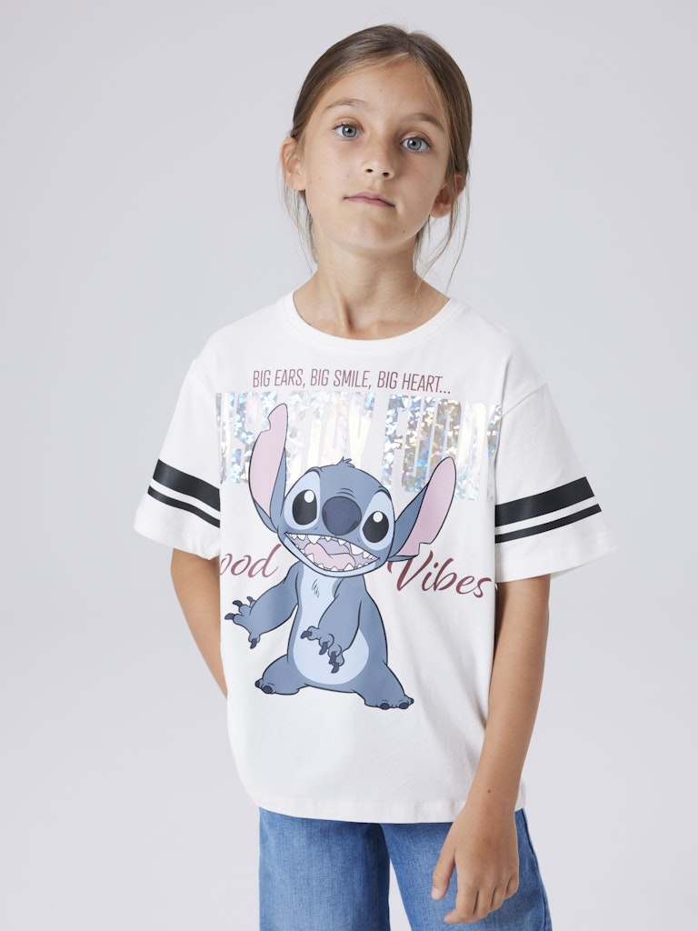 Name It T-shirt Kids SS Dymi Stitch Cloud Dancer - Billede 4