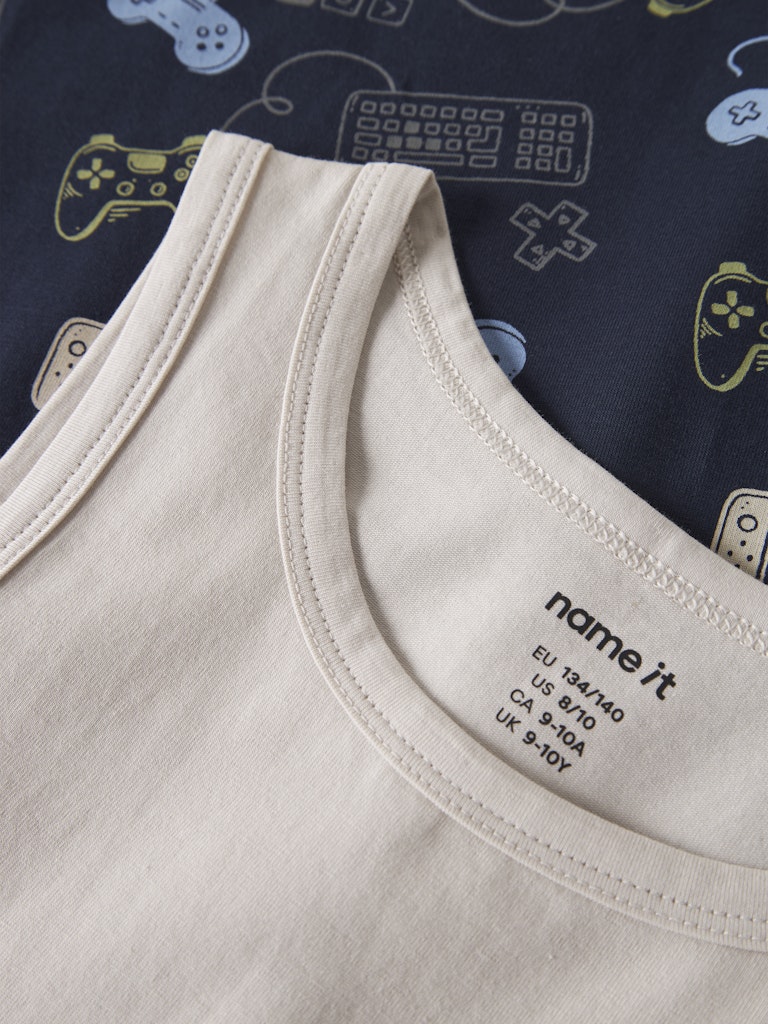 Name It Undertrøjer Kids 2-pak Tank Top Gamer Navy Blazer - Billede 4