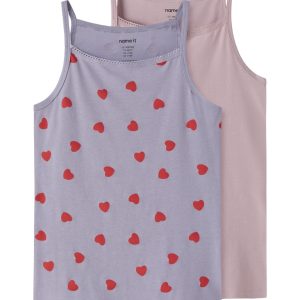 Name It Undertrøjer Kids 2-pak Strap Top Hearts Lavender Gray