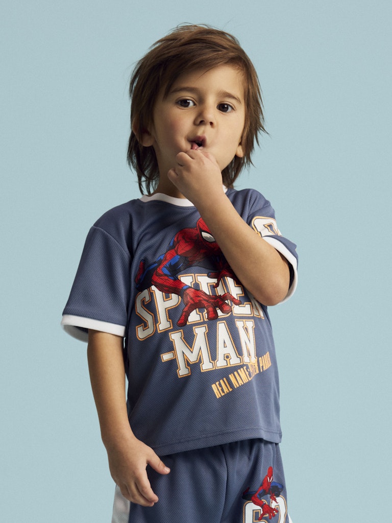 Name It T-shirt Mini SS Manri Spiderman Vintage Indigo - Billede 4