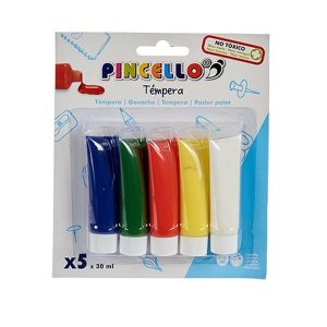 Pincello Tempera Multifarvesæt med 5 farver á 30 ml.