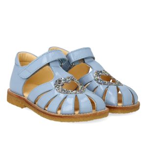 Angulus Sandal Hjertesandal med glitter Sky Blue
